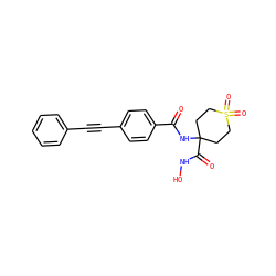 O=C(NC1(C(=O)NO)CCS(=O)(=O)CC1)c1ccc(C#Cc2ccccc2)cc1 ZINC000096910090