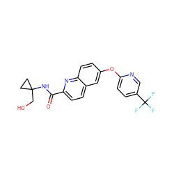 O=C(NC1(CO)CC1)c1ccc2cc(Oc3ccc(C(F)(F)F)cn3)ccc2n1 ZINC001772600415