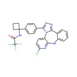 O=C(NC1(c2ccc(-c3nnc4n3-c3ccc(Cl)nc3Nc3ccccc3-4)cc2)CCC1)C(F)(F)F ZINC000096174161