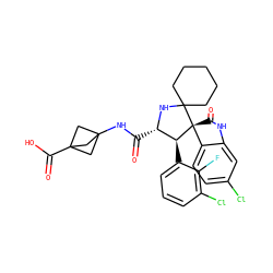 O=C(NC12CC(C(=O)O)(C1)C2)[C@@H]1NC2(CCCCC2)[C@@]2(C(=O)Nc3cc(Cl)ccc32)[C@H]1c1cccc(Cl)c1F ZINC001772619896