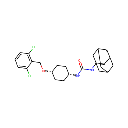 O=C(NC12CC3CC(CC(C3)C1)C2)N[C@H]1CC[C@@H](OCc2c(Cl)cccc2Cl)CC1 ZINC000101109686