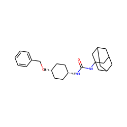 O=C(NC12CC3CC(CC(C3)C1)C2)N[C@H]1CC[C@@H](OCc2ccccc2)CC1 ZINC000101109552