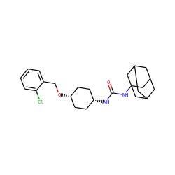 O=C(NC12CC3CC(CC(C3)C1)C2)N[C@H]1CC[C@@H](OCc2ccccc2Cl)CC1 ZINC000101140206