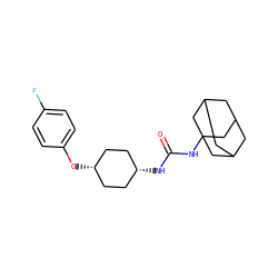 O=C(NC12CC3CC(CC(C3)C1)C2)N[C@H]1CC[C@@H](Oc2ccc(F)cc2)CC1 ZINC000101098574