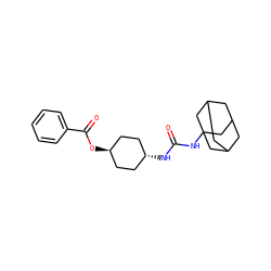 O=C(NC12CC3CC(CC(C3)C1)C2)N[C@H]1CC[C@H](OC(=O)c2ccccc2)CC1 ZINC000261173963