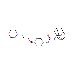 O=C(NC12CC3CC(CC(C3)C1)C2)N[C@H]1CC[C@H](OCCCN2CCOCC2)CC1 ZINC000254073917