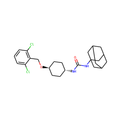 O=C(NC12CC3CC(CC(C3)C1)C2)N[C@H]1CC[C@H](OCc2c(Cl)cccc2Cl)CC1 ZINC000101110579