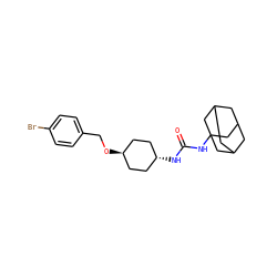 O=C(NC12CC3CC(CC(C3)C1)C2)N[C@H]1CC[C@H](OCc2ccc(Br)cc2)CC1 ZINC000101109370