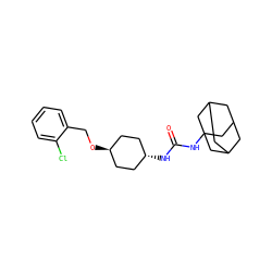 O=C(NC12CC3CC(CC(C3)C1)C2)N[C@H]1CC[C@H](OCc2ccccc2Cl)CC1 ZINC000101109375