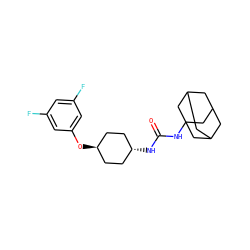 O=C(NC12CC3CC(CC(C3)C1)C2)N[C@H]1CC[C@H](Oc2cc(F)cc(F)c2)CC1 ZINC000101110379