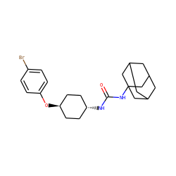 O=C(NC12CC3CC(CC(C3)C1)C2)N[C@H]1CC[C@H](Oc2ccc(Br)cc2)CC1 ZINC000101110580