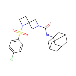 O=C(NC12CC3CC(CC(C3)C1)C2)N1CC2(CCN2S(=O)(=O)c2ccc(Cl)cc2)C1 ZINC000205433123