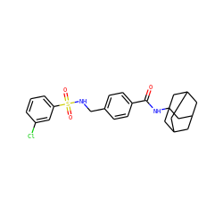 O=C(NC12CC3CC(CC(C3)C1)C2)c1ccc(CNS(=O)(=O)c2cccc(Cl)c2)cc1 ZINC000043075629