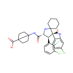 O=C(NC12CCC(C(=O)O)(CC1)CC2)[C@@H]1NC2(CCCCC2)[C@@]2(C(=O)Nc3cc(Cl)ccc32)[C@H]1c1cccc(Cl)c1F ZINC001772582366