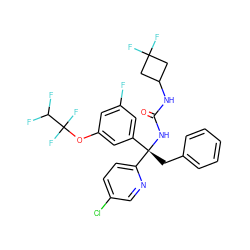 O=C(NC1CC(F)(F)C1)N[C@@](Cc1ccccc1)(c1cc(F)cc(OC(F)(F)C(F)F)c1)c1ccc(Cl)cn1 ZINC000095575447