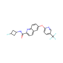 O=C(NC1CC(F)C1)c1ccc2cc(Oc3ccc(C(F)(F)F)cn3)ccc2n1 ZINC001772584059