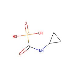 O=C(NC1CC1)P(=O)(O)O ZINC000013561086