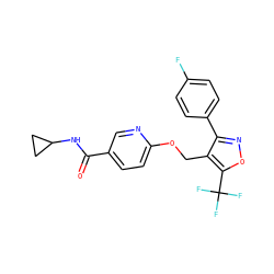 O=C(NC1CC1)c1ccc(OCc2c(-c3ccc(F)cc3)noc2C(F)(F)F)nc1 ZINC000143614718