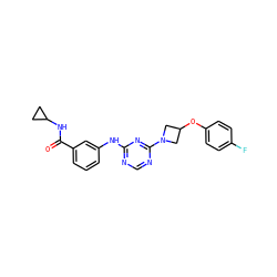 O=C(NC1CC1)c1cccc(Nc2ncnc(N3CC(Oc4ccc(F)cc4)C3)n2)c1 ZINC001772605994