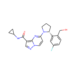 O=C(NC1CC1)c1cnn2ccc(N3CCC[C@@H]3c3cc(F)ccc3CO)nc12 ZINC000149712995