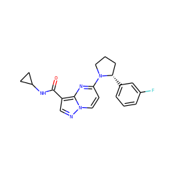 O=C(NC1CC1)c1cnn2ccc(N3CCC[C@@H]3c3cccc(F)c3)nc12 ZINC000169704145
