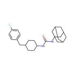 O=C(NC1CCC(Cc2ccc(F)cc2)CC1)NC12CC3CC(CC(C3)C1)C2 ZINC000028710570