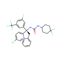 O=C(NC1CCC(F)(F)CC1)N[C@@](Cc1ccccc1)(c1cc(F)cc(C(F)(F)F)c1)c1ccc(Cl)cn1 ZINC000095574134