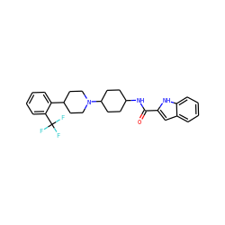 O=C(NC1CCC(N2CCC(c3ccccc3C(F)(F)F)CC2)CC1)c1cc2ccccc2[nH]1 ZINC000045334949