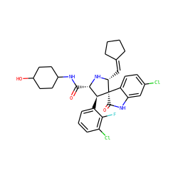 O=C(NC1CCC(O)CC1)[C@@H]1N[C@H](C=C2CCCC2)[C@]2(C(=O)Nc3cc(Cl)ccc32)[C@H]1c1cccc(Cl)c1F ZINC000147063382