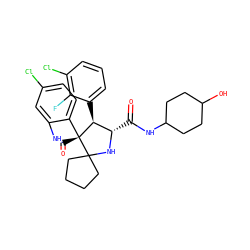 O=C(NC1CCC(O)CC1)[C@@H]1NC2(CCCC2)[C@@]2(C(=O)Nc3cc(Cl)ccc32)[C@H]1c1cccc(Cl)c1F ZINC000169700234