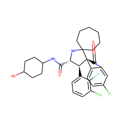 O=C(NC1CCC(O)CC1)[C@@H]1NC2(CCCCCC2)[C@@]2(C(=O)Nc3cc(Cl)ccc32)[C@H]1c1cccc(Cl)c1F ZINC000169700235