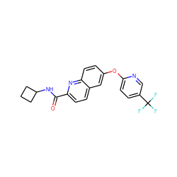 O=C(NC1CCC1)c1ccc2cc(Oc3ccc(C(F)(F)F)cn3)ccc2n1 ZINC000584629868
