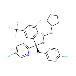 O=C(NC1CCCC1)N[C@@](Cc1ccc(F)cc1)(c1cc(F)cc(C(F)(F)F)c1)c1ccc(Cl)cn1 ZINC000095556769