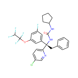 O=C(NC1CCCC1)N[C@@](Cc1ccccc1)(c1cc(F)cc(OC(F)(F)C(F)F)c1)c1ccc(Cl)cn1 ZINC000095573067