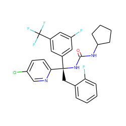 O=C(NC1CCCC1)N[C@@](Cc1ccccc1F)(c1cc(F)cc(C(F)(F)F)c1)c1ccc(Cl)cn1 ZINC000095554103
