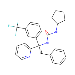 O=C(NC1CCCC1)N[C@](Cc1ccccc1)(c1cccc(C(F)(F)F)c1)c1ccccn1 ZINC000095553693