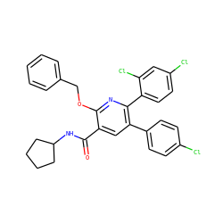O=C(NC1CCCC1)c1cc(-c2ccc(Cl)cc2)c(-c2ccc(Cl)cc2Cl)nc1OCc1ccccc1 ZINC000028129487