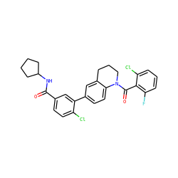 O=C(NC1CCCC1)c1ccc(Cl)c(-c2ccc3c(c2)CCCN3C(=O)c2c(F)cccc2Cl)c1 ZINC000211190467