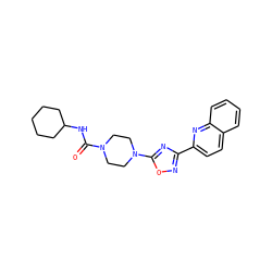 O=C(NC1CCCCC1)N1CCN(c2nc(-c3ccc4ccccc4n3)no2)CC1 ZINC000072142409