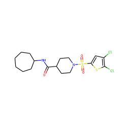 O=C(NC1CCCCCC1)C1CCN(S(=O)(=O)c2cc(Cl)c(Cl)s2)CC1 ZINC000073224065