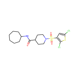 O=C(NC1CCCCCC1)C1CCN(S(=O)(=O)c2cc(Cl)sc2Cl)CC1 ZINC000073222615