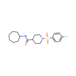 O=C(NC1CCCCCC1)C1CCN(S(=O)(=O)c2ccc(F)cc2)CC1 ZINC000002497559