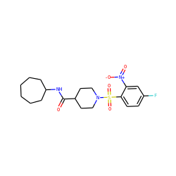 O=C(NC1CCCCCC1)C1CCN(S(=O)(=O)c2ccc(F)cc2[N+](=O)[O-])CC1 ZINC000073222051