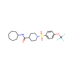 O=C(NC1CCCCCC1)C1CCN(S(=O)(=O)c2ccc(OC(F)(F)F)cc2)CC1 ZINC000082158108