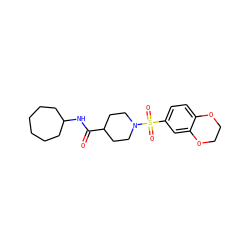 O=C(NC1CCCCCC1)C1CCN(S(=O)(=O)c2ccc3c(c2)OCCO3)CC1 ZINC000015617555