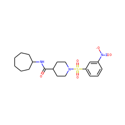 O=C(NC1CCCCCC1)C1CCN(S(=O)(=O)c2cccc([N+](=O)[O-])c2)CC1 ZINC000073224017