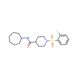 O=C(NC1CCCCCC1)C1CCN(S(=O)(=O)c2ccccc2F)CC1 ZINC000015303137