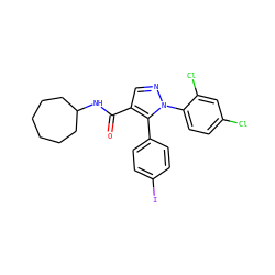 O=C(NC1CCCCCC1)c1cnn(-c2ccc(Cl)cc2Cl)c1-c1ccc(I)cc1 ZINC000042876994