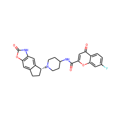O=C(NC1CCN([C@@H]2CCc3cc4oc(=O)[nH]c4cc32)CC1)c1cc(=O)c2ccc(F)cc2o1 ZINC000036351760