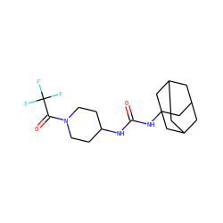 O=C(NC1CCN(C(=O)C(F)(F)F)CC1)NC12CC3CC(CC(C3)C1)C2 ZINC000036330623
